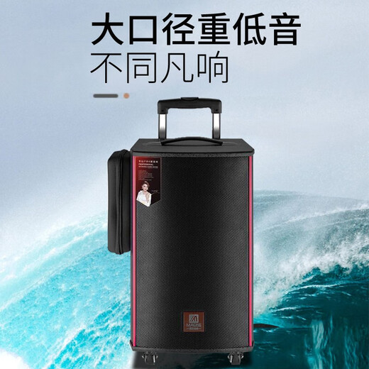 MALONE outdoor square dance audio three-way subwoofer with sound card wireless microphone Bluetooth live broadcast karaoke portable trolley speaker M150 lead-acid battery + dual microphones + gifts