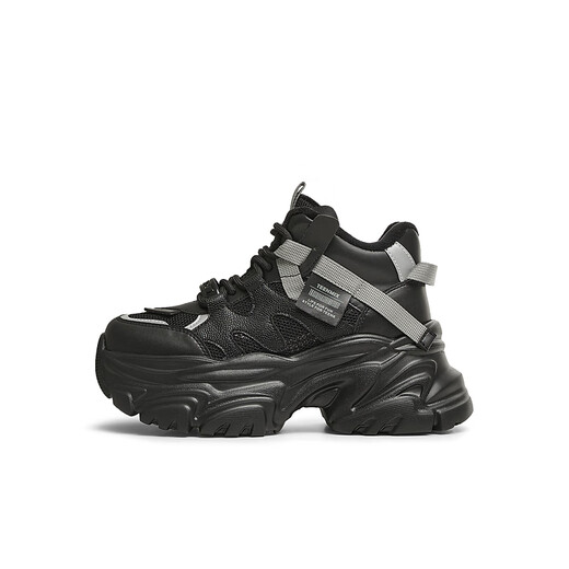Tianmeiyi Dad Schuhe Schnürsport Sport vielseitig dicker alleiner Top Damen-Freizeitschuhe Frühling und Herbst CJ841DD4 Black 39