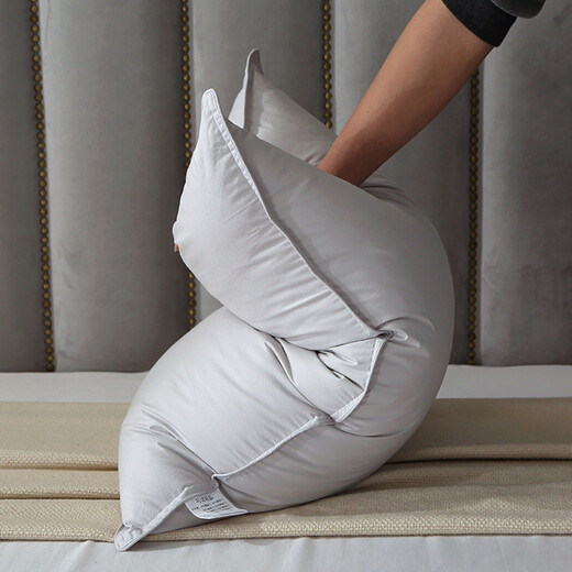 ROLAND LIVE全棉抗菌羽绒枕纯棉舒适护颈枕芯单人家用酒店枕头芯成人一只装 LN全棉羽绒枕-灰色 一只装 48*70cm