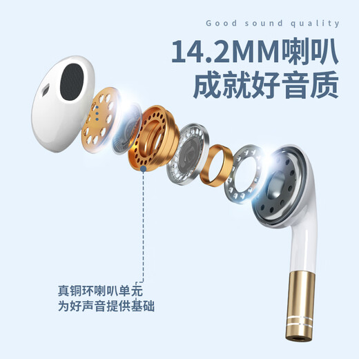 Sibyl wired earphones semi-in-ear noise reduction call karaoke girl mobile phone computer Nordic powder丨three-button wire control丨send storage box