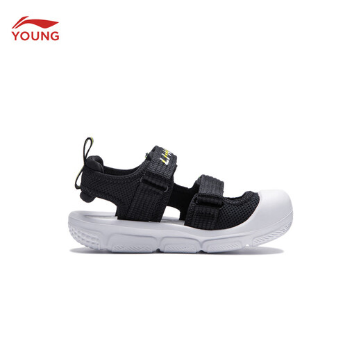Li Ning children's shoes children's sandals for boys and girls summer style simple and comfortable sports and leisure sandals YKKU020 black-3 25