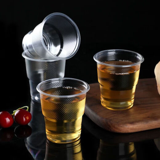 Disposable cup thickened transparent household commercial milk tea juice drink packaging water cup plastic cup 180ml 50 pieces 1 bag blue packaging