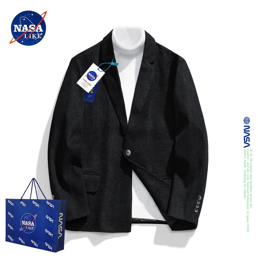 NASA LIKE官方潮牌休闲西装外套男春秋季宽松灯芯绒西服青年高级感小西服 蓝色 L（建议125-140）