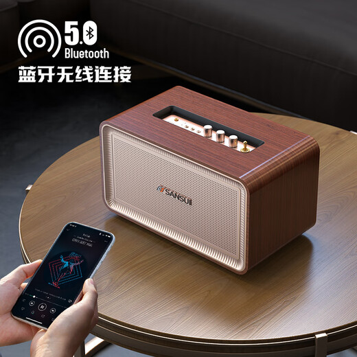 
Shanshui (SANSUI) a5 home high-quality wireless Bluetooth speaker subwoofer three-dimensional surround high-power home portable desktop mini speaker amplifier all-in-one large volume music player A5 wood grain color HIFI2.1 channel + bass adjustment