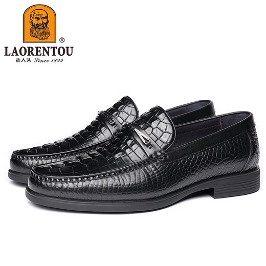 Alter Mann des Mannes (Laorentou) Lederschuhe Herrenzehenschicht Cowide Britisch gedruckte Business Formale Schuhe Fahren Hochzeitsschuhe Arbeit Lederschuhe Boss La13118 Black 43