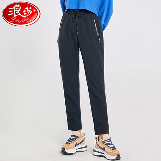 Langsha sweatpants for men and women in autumn and winter plus velvet casual straight sweatpants 2022 new fashion windproof pants for women - black (thin velvet) XXXL