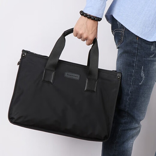 Losbury Men's Handbag Casual Canvas Briefcase Men's Business Waterproof Office Computer Bag Shoulder Sports Official Backpack Black 40*29*10cm (15 inches)