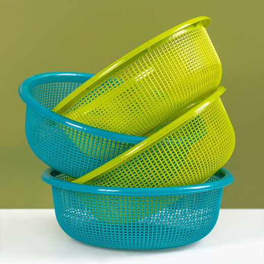 Camellia vegetable washing basket drain basket plastic thickened water filter sieve kitchen living room fruit basin basket vegetable basin 30cm green
