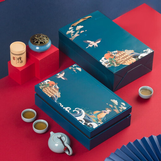 Ai Sheer's Thanksgiving gift is a practical complete set of tea sets, gift box, business souvenir, customer housewarming gift souvenir, celadon tea set tea cup gift box (dark green) 7 pieces, souvenir gift for elders, leaders, men and women, light luxury and practical gift, retirement and military souvenirs