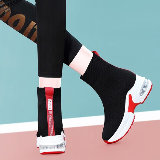Gucci Tianlun dicke Sohle High Top 2024 Frühling und Herbst Mode neue elastische Socken Schuhe Damen warme lässige Sportschuhe Damenschuhe 9759-1 Schwarzer Samt 36