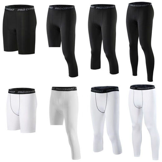 Stanwick sports tights fitness running men's shorts track and field training five-point pants basketball breathable high elastic leggings black line L (120-140Jin Jin equals 0.5kg)