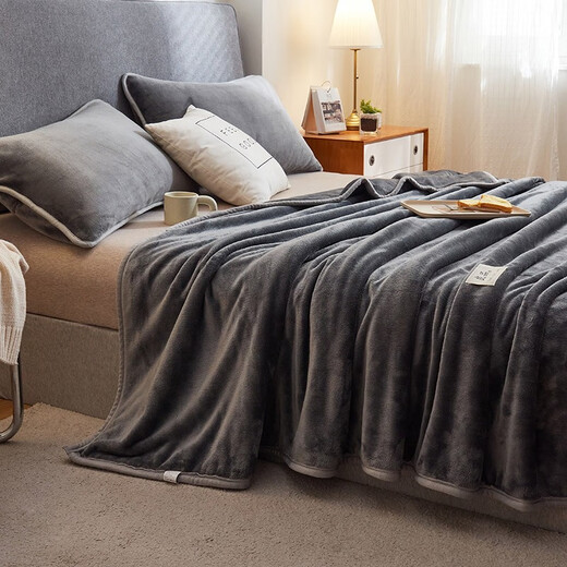 Hongdou Dual-purpose Milk Velvet Blanket Winter Thickened Warm Small Blanket Office Nap Blanket Space Gray 1.2*2.0m-Fine Milk Velvet Dual-Purpose Bedding