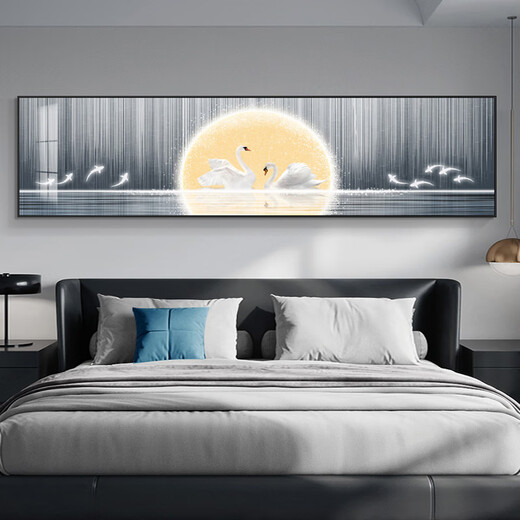 Aohan Modern Light Luxury Martide Painting спальня главная спальня фона фона стены украшения живопись горизонтальная версия Теплая и теплая атмосферная настенная живопись JD12244 Starry Sky 135*35 -сантиметровый фарфоровый фарфор -фарфор -сплав Black Frame