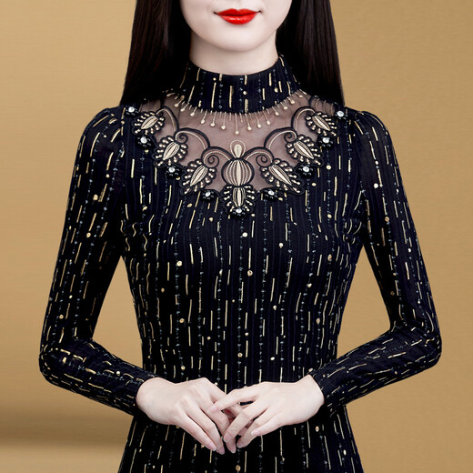 Paired white half turtleneck lace base shirt for women in autumn and winter new women's top 2024 inner wear can be worn with fleece on the outside. 841 thin model 2XL [suitable for 120-130Jin [Jin equals 0.5 kg]]