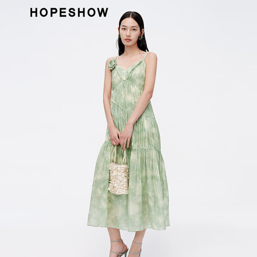 Hongshe Mall gleicher Urlaubsstil Hosentuch Rock für den Sommer 2024 Neue Frauenkleidung, gestricktes Twisted V-Ausschnitt High-End-Kleid, Jiangnan Yanyu K687 XS