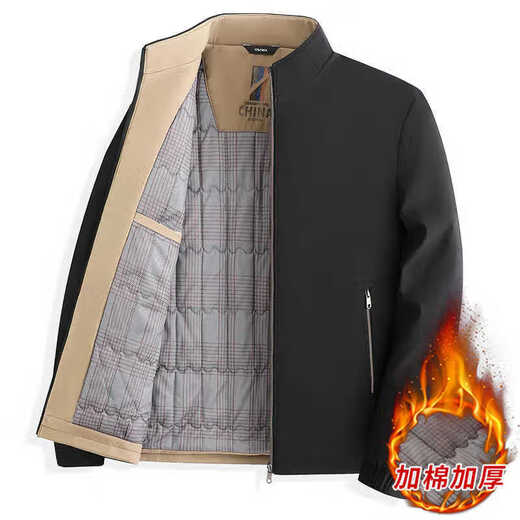 Winter new men's dad cotton coat business casual thickened stand collar cotton coat slim short cotton jacket navy blue 180/96A recommended 130-150Jin Jin equals 0.5 kg