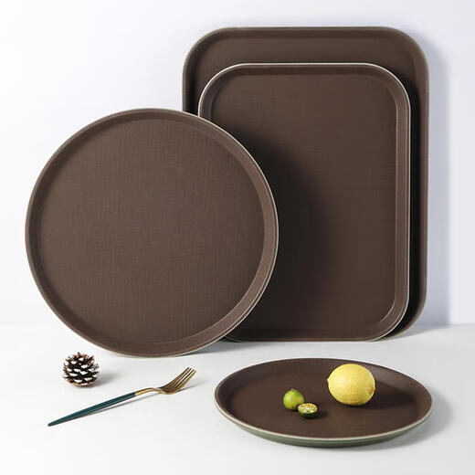 Xiongwochi non-slip plastic tray rectangular bar restaurant serving tray hotel supplies tableware round commercial 1400 round