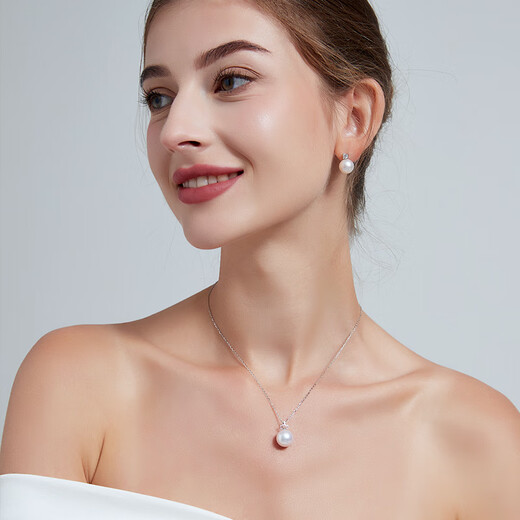 Nanxi 18K gold diamond crown bright freshwater pearl pendant for women simple versatile necklace clavicle chain birthday gift almost flawless Aurora 11-12mm