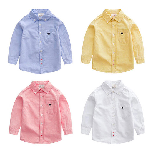 Yupinjia boys' long-sleeved shirt pure cotton spring clothing children's clothing children's baby white shirt children's size 2026 new style blue puppy 140