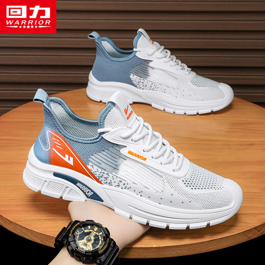 
Huili men's shoes mesh sneakers summer breathable 2025 new lightweight and versatile casual running shoes trendy shoes men white gray and blue [677] 40