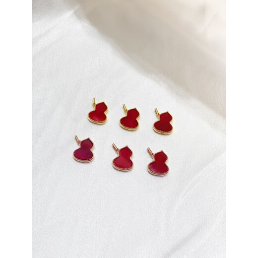 DL 1998 Fat Donglai same style 18K gold gourd pendant au750 rose gold golden pendant red agate clavicle chain set for women medium red agate 18K rose gold (single pendant)