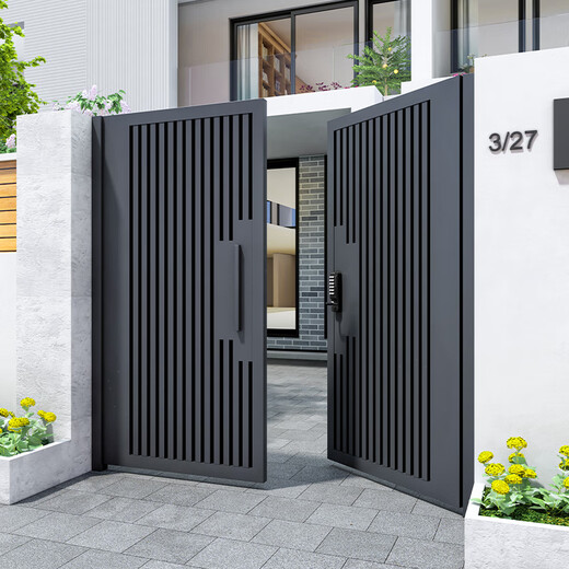 奇立彩铝合金庭院门别墅大门双开门户外不锈钢现代农村铁艺院子大门定制 款1【镀锌铁】每平方