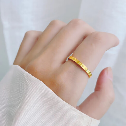 Fat Donglai's same style hard gold ring gold 999 gold four-leaf clover fashion 24K plain circle solid love ring women's love ring No. 6