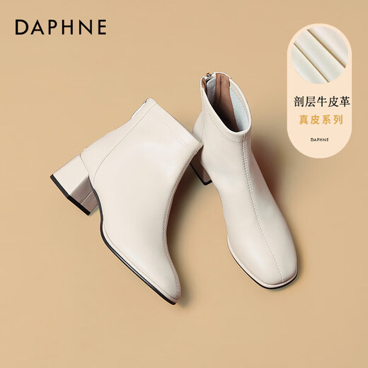 Daphne Martin Boots Herbst und Winter Single Stiefel Französisch modische Kurzstiefel Frauen Weiß plus Samt Stiefel Frauen ungenau
