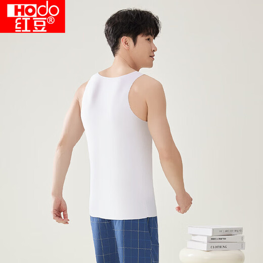 Red bean vest men's Xia Modal slim and markless base shirt men's round neck versatile sports vest pearl white 175