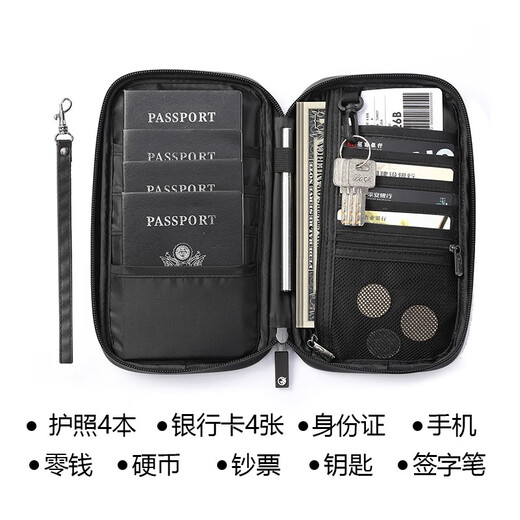 POTRAVEL.DESIGN Sac pour passeport de voyage à l'étranger, blindage RFID, sac pour cartes antivol, porte-billets d'avion, sac pour documents, sac de rangement pour documents familiaux, vert