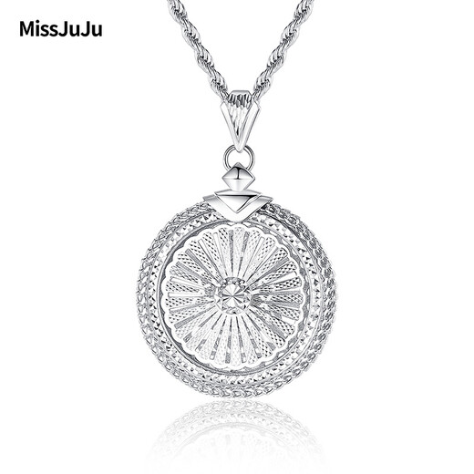 Miss JuJu men's platinum pendant pt950 platinum pendant Guanyin lotus pattern round pendant can rotate large tag small size 29-31g + delivery cotton lanyard