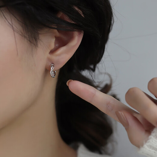 Nilan platinum earrings PT950 unique circle female sense light luxury niche design platinum earrings 2024 thorn earrings