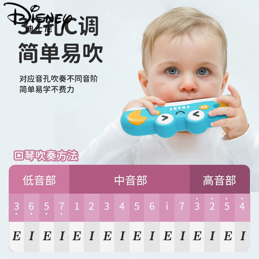 Disney Children's Harmonica Toys для детей, детей и младенцев. Небольшая труба может быть использована, чтобы взорвать свисток, и новички могут выучить пероральный орган для легкого обучения [Crab Blue-Cartoon]+[детская труба]