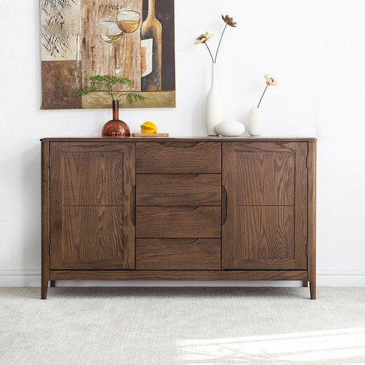 Womu sideboard American solid wood cupboard new Chinese restaurant cabinet modern sideboard restaurant storage cabinet sideboard (walnut color) [FS-1105]