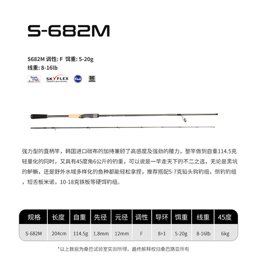 
Samba Luya Samba Hongguang universal luya rod far throw rod perch mandarin fish straight handle gun handle fishing rod sic guide ring 2.04 meters straight handle-S682M [Hongguang universal rod]