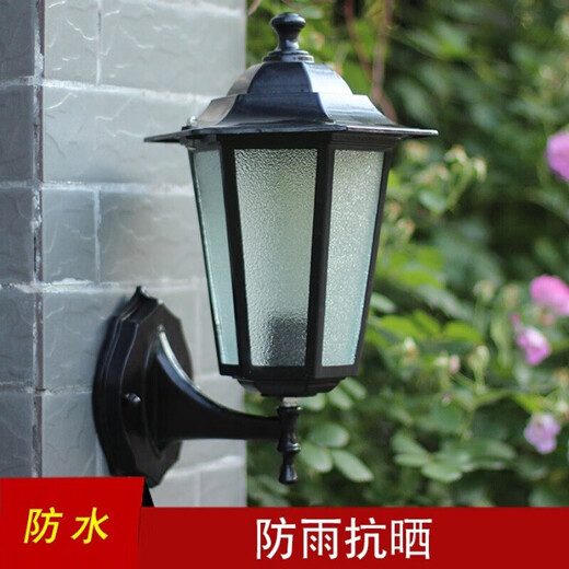 FENGLANQ European wall lamp American staircase outdoor light aisle balcony courtyard waterproof outdoor retro wall lamp living room large bronze orange peel glass + 20W LED