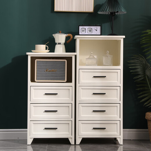 Yu's forest wood all solid wood chest of drawers, installation free, new storage cabinet, solid wood side cabinet, living room, multi-layered American storage cabinet, all solid wood, ivory white, 4 drawers, door-to-door delivery