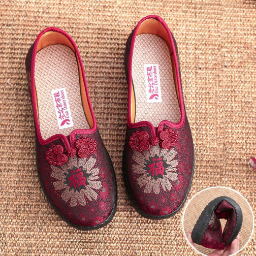 Lan Yujing alte Peking-Stoffschuhe für Frauen, mittlere und ältere Frauenschuhe für nicht rutschende Soft Sohle bequeme ältere Oma-Schuhe für Schaltmonat Februar Mutterschuhe rot 38