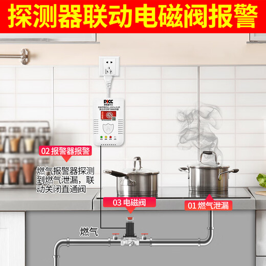 大九卫家用燃气泄漏报警器自动断气阀厨房煤气天然气液化气漏气报警切断 838单个联动报警器