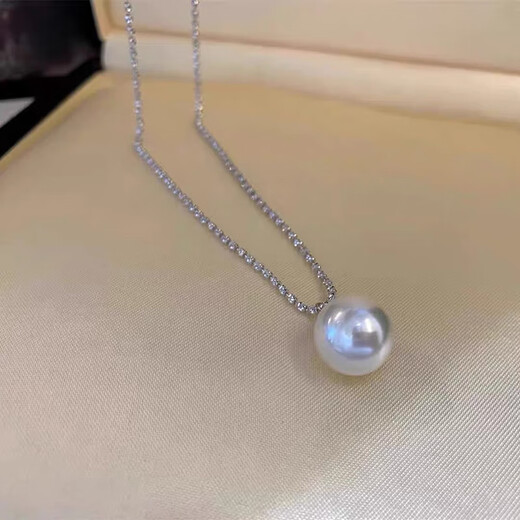 Qiongruige internet celebrity necklace, Australian white with platinum Japanese adjustable necklace, simple high-end model, 13-14mm Australian white basic flawless K gold chain