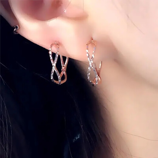 DL 1998 Fat Donglai same style 18k gold baby's breath earrings Kamathana Russian 585 purple gold shiny rose gold earrings baby's breath earrings (pair of rose gold)