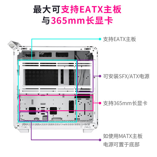 酷冷至尊(CoolerMaster)Qube酷方500 白 EATX中塔电脑台式机箱 自由拼装/280散热水冷/钢玻侧板/7硬盘位