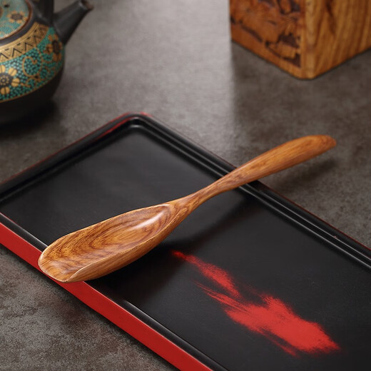 Jiutang Kungfu tea set accessories ebony solid wood tea ceremony Liujunzi tea single cylinder set tea making tools tea clip spoon needle set Huanghuali-lotus leaf fish carved square Liujunzi