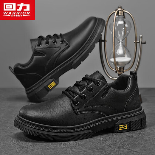 Warrior business retro casual work shoes men's lace-up leather shoes men 1632 black 40