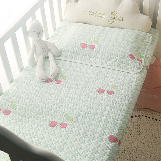 Baby mattress mattress baby pure cotton six-layer gauze sheet spring, summer, autumn and winter breathable machine washable kindergarten four seasons six-layer gauze Mickey blue 80*130cm-free pillow cover