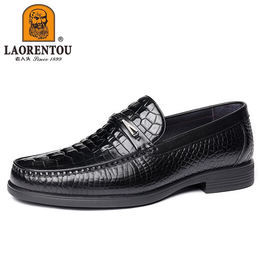 Alter Mann des Mannes (Laorentou) Lederschuhe Herrenzehenschicht Cowide Britisch gedruckte Business Formale Schuhe Fahren Hochzeitsschuhe Arbeit Lederschuhe Boss La13118 Black 43