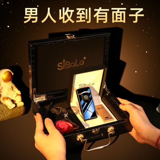 Sibolo Año Nuevo Año Nuevo Día de San Valentín Regalo de cumpleaños masculino 30-40 años más ligero para el marido de novio El padre y práctico estilo personalizado + caja de regalo de patrones de cuero