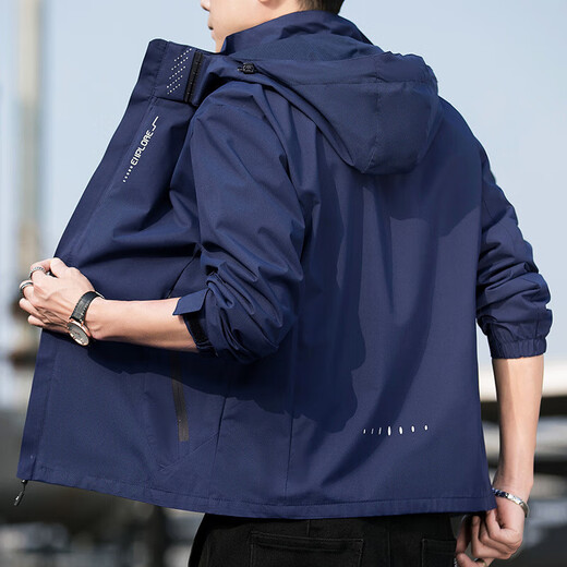 Jacket Men's Jacket Autumn and Winter Clothes Men's Three-in-One Jacket Hooded Loose Sports Workwear Top Men's Jacket Black 2XL