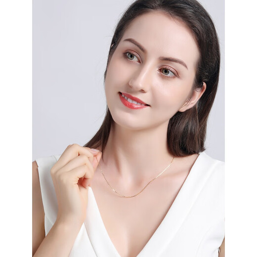 Fat Donglai's same style 18k gold necklace pendant 18K gold women's O-shaped chain clavicle chain plain chain AU750 yellow gold rose gold white gold 60cm x about 1.4mm thick