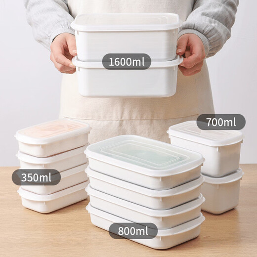 Quhe Japanese-style crisper household food-grade lunch box with lid microwave refrigerator sealed box lunch box refrigerator storage box 350ml 10 pieces rice packaging thickened food-grade material crisper can be microwaved
